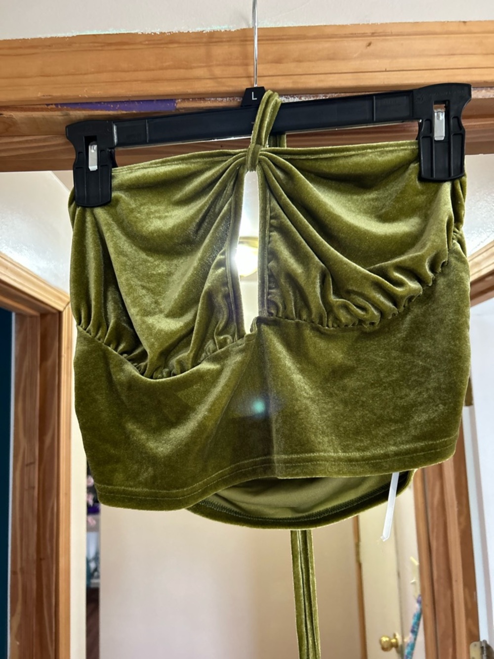 SHEIN Olive Green Velvet Curve Crop Top